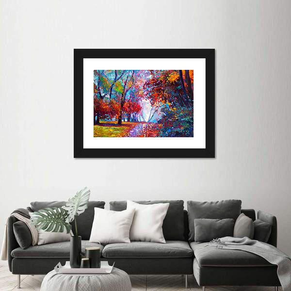 Autumn Forest Abstract Canvas Wall Art-3 Horizontal-Gallery Wrap-25" x 16"-Tiaracle