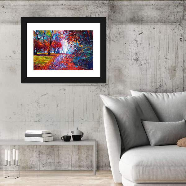 Autumn Forest Abstract Canvas Wall Art-3 Horizontal-Gallery Wrap-25" x 16"-Tiaracle