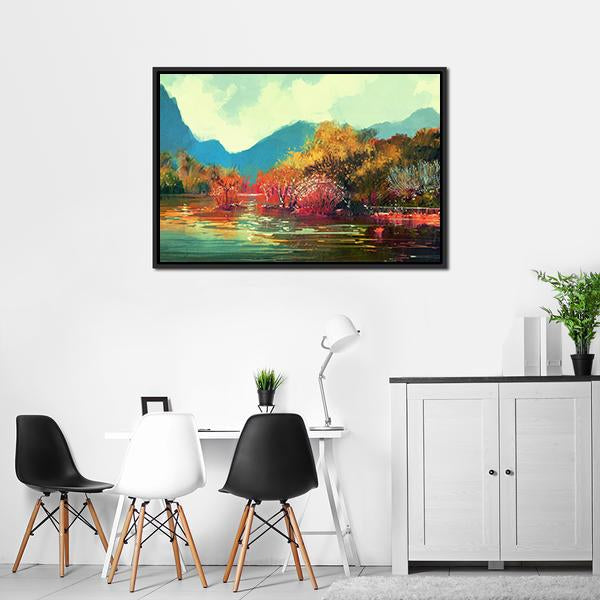 Autumn Forest Illustration Canvas Wall Art-5 Horizontal-Gallery Wrap-22" x 12"-Tiaracle