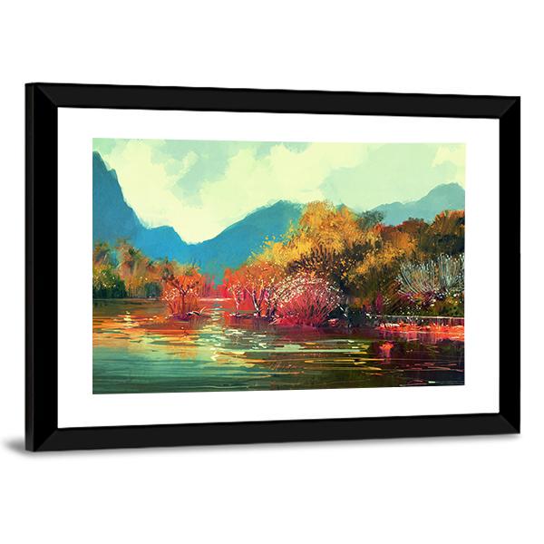 Autumn Forest Illustration Canvas Wall Art-5 Horizontal-Gallery Wrap-22" x 12"-Tiaracle