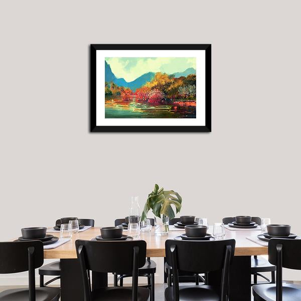Autumn Forest Illustration Canvas Wall Art-5 Horizontal-Gallery Wrap-22" x 12"-Tiaracle