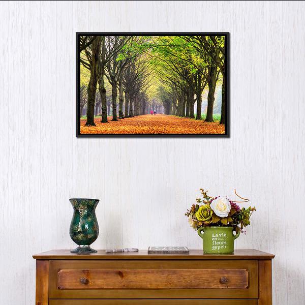 Autumn Forest In Amsterdam Canvas Wall Art-1 Piece-Floating Frame-24&quot; x 16&quot;-Tiaracle