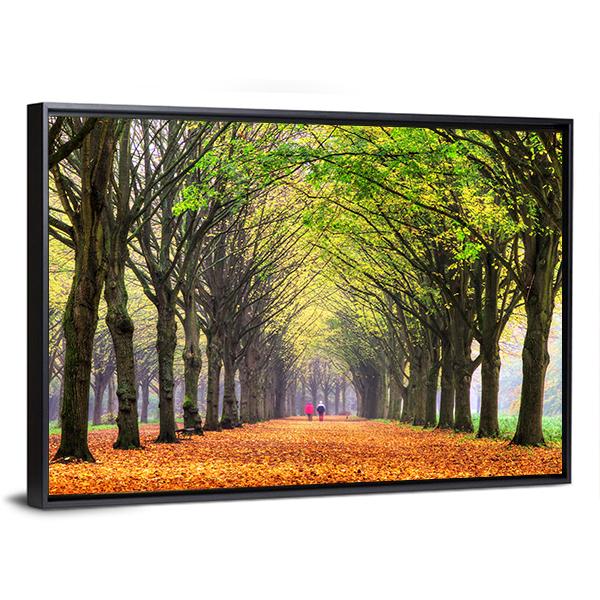 Autumn Forest In Amsterdam Canvas Wall Art-3 Horizontal-Gallery Wrap-25" x 16"-Tiaracle