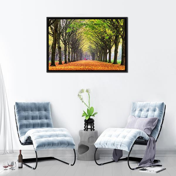Autumn Forest In Amsterdam Canvas Wall Art-3 Horizontal-Gallery Wrap-25" x 16"-Tiaracle