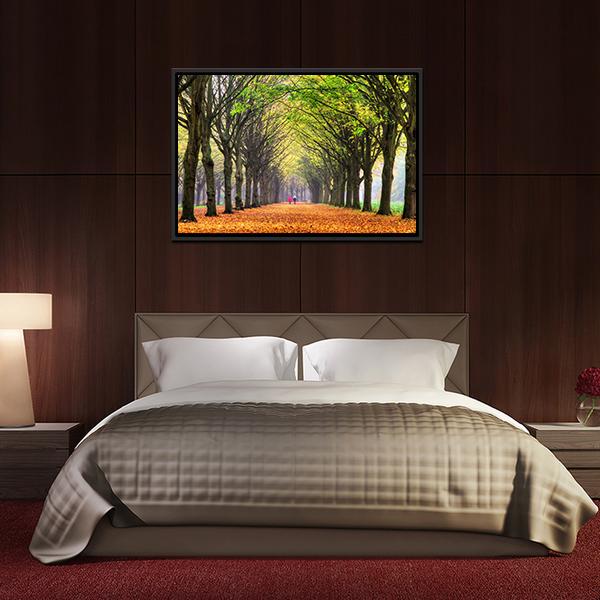 Autumn Forest In Amsterdam Canvas Wall Art-3 Horizontal-Gallery Wrap-25" x 16"-Tiaracle