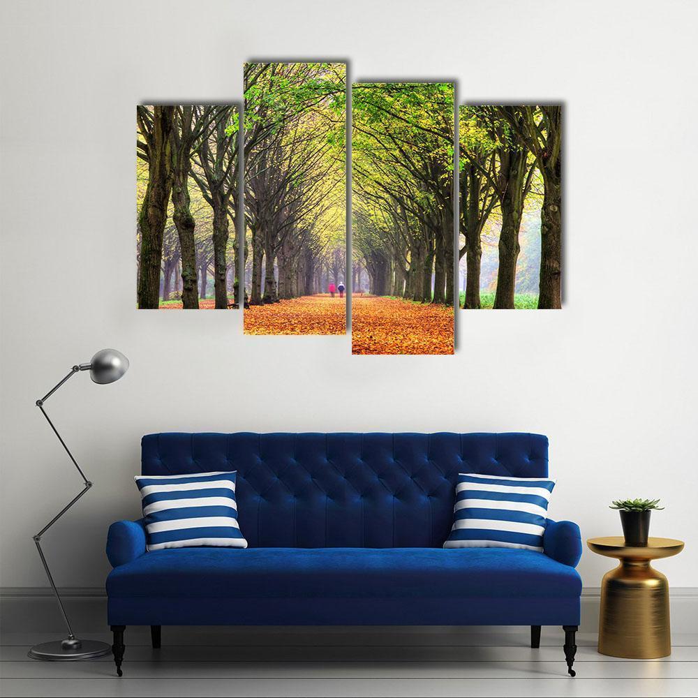Autumn Forest In Amsterdam Canvas Wall Art-4 Pop-Gallery Wrap-50&quot; x 32&quot;-Tiaracle