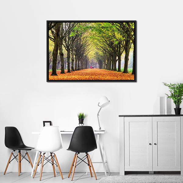 Autumn Forest In Amsterdam Canvas Wall Art-1 Piece-Floating Frame-24" x 16"-Tiaracle