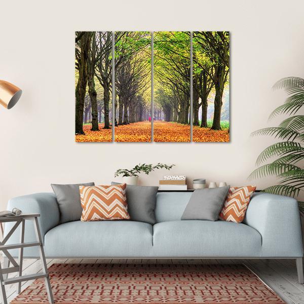 Autumn Forest In Amsterdam Canvas Wall Art-4 Horizontal-Gallery Wrap-34" x 24"-Tiaracle