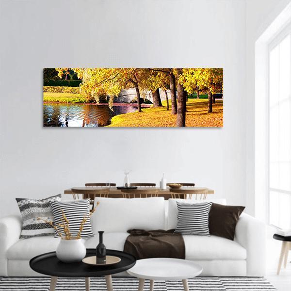 Autumn Forest Park Russia Panoramic Canvas Wall Art-1 Piece-36" x 12"-Tiaracle
