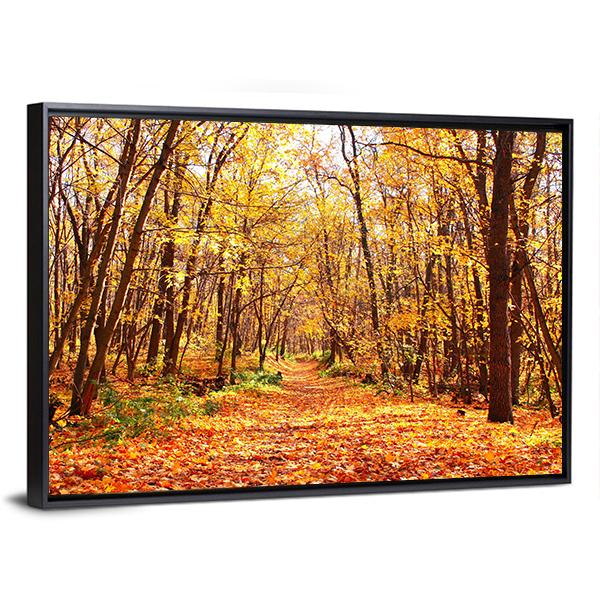 Autumn Forest Landscape Canvas Wall Art-3 Horizontal-Gallery Wrap-25" x 16"-Tiaracle