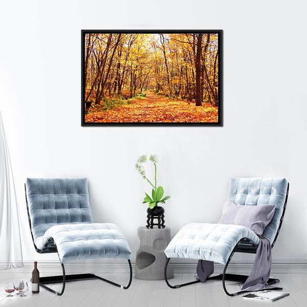 Autumn Forest Landscape Canvas Wall Art-3 Horizontal-Gallery Wrap-25" x 16"-Tiaracle