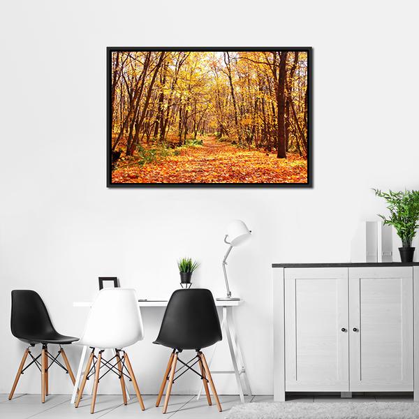 Autumn Forest Landscape Canvas Wall Art-3 Horizontal-Gallery Wrap-25" x 16"-Tiaracle