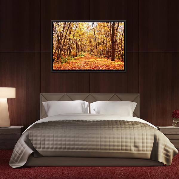 Autumn Forest Landscape Canvas Wall Art-3 Horizontal-Gallery Wrap-25" x 16"-Tiaracle