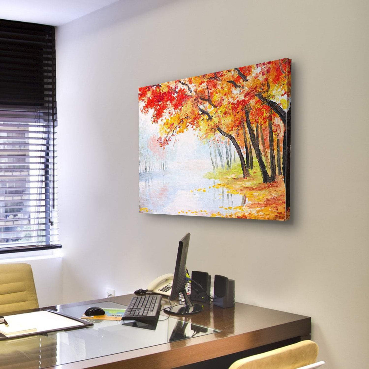 Autumn Forest Near The Lake Canvas Wall Art-3 Horizontal-Gallery Wrap-25&quot; x 16&quot;-Tiaracle