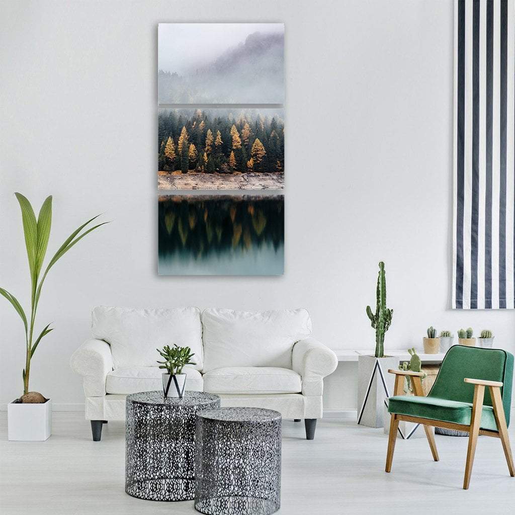 Forest Reflection In Water Vertical Canvas Wall Art-1 Vertical-Gallery Wrap-12" x 24"-Tiaracle