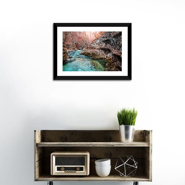 Autumn Forest Scenery Canvas Wall Art-1 Piece-Framed Print-20" x 16"-Tiaracle