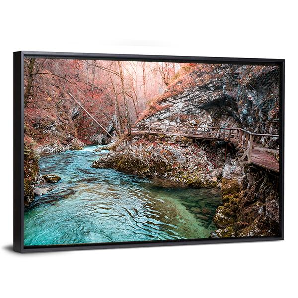 Autumn Forest Scenery Canvas Wall Art-5 Horizontal-Gallery Wrap-22" x 12"-Tiaracle