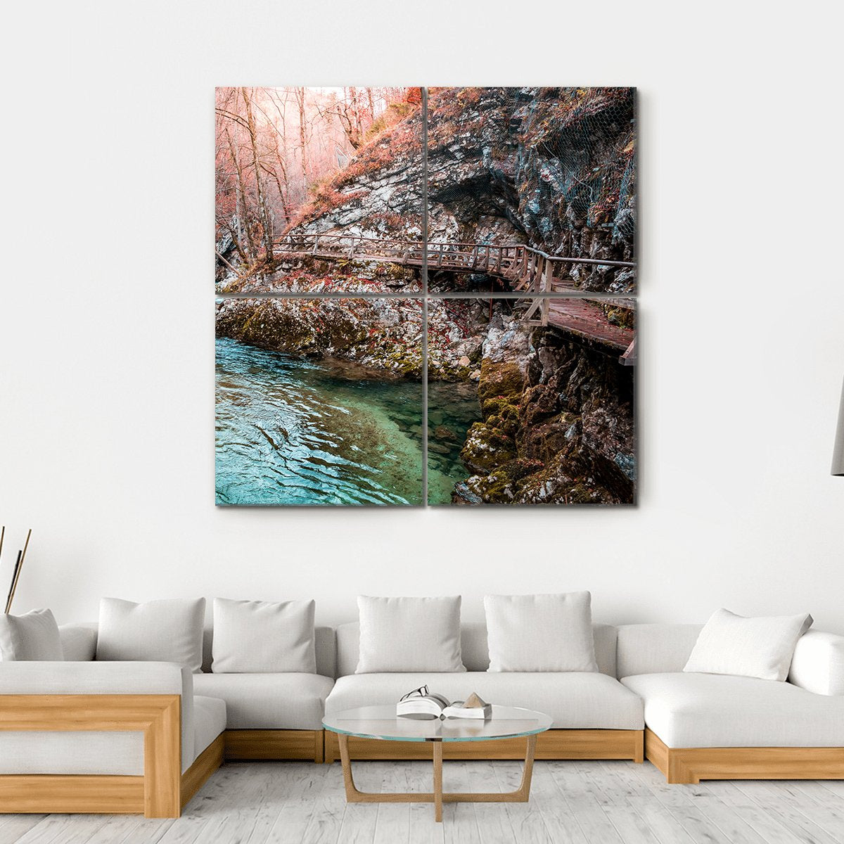 Autumn Forest Scenery Canvas Wall Art-4 Square-Gallery Wrap-17" x 17"-Tiaracle