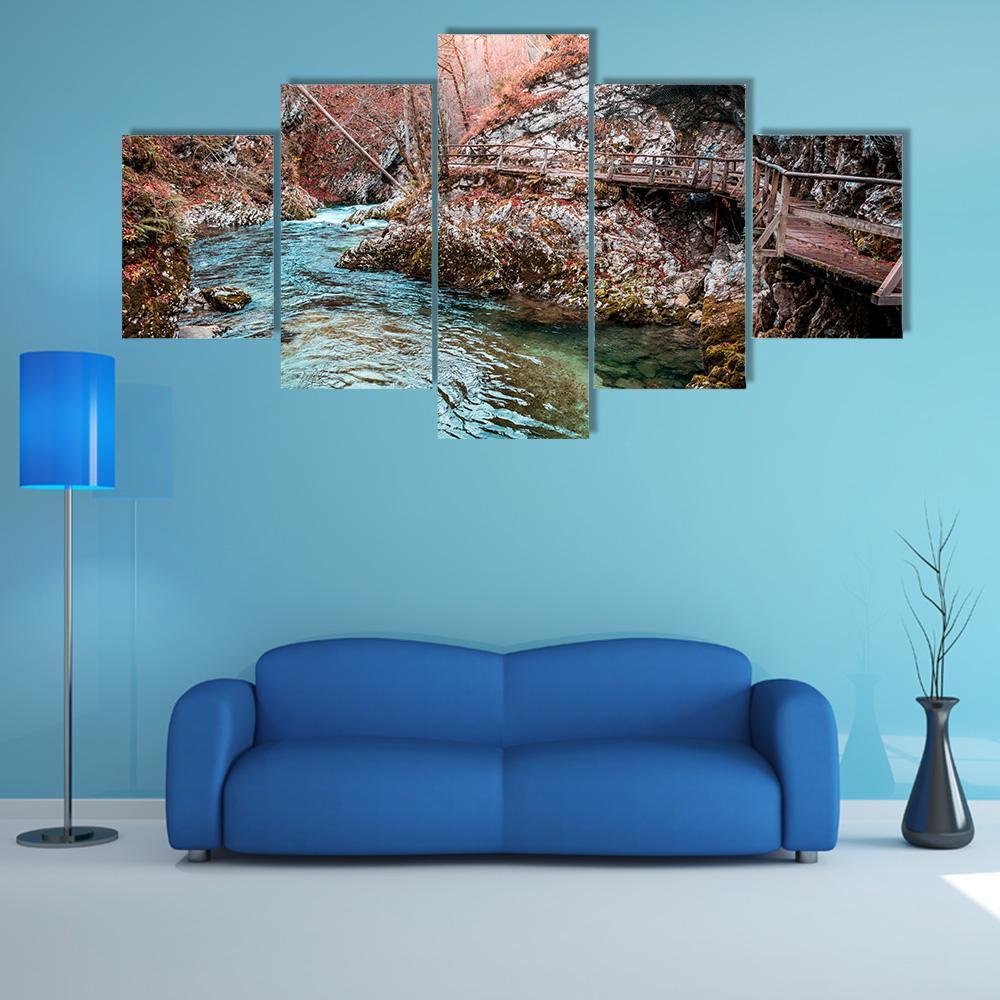 Autumn Forest Scenery Canvas Wall Art-5 Star-Gallery Wrap-62" x 32"-Tiaracle