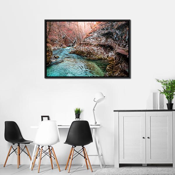 Autumn Forest Scenery Canvas Wall Art-3 Horizontal-Gallery Wrap-25" x 16"-Tiaracle