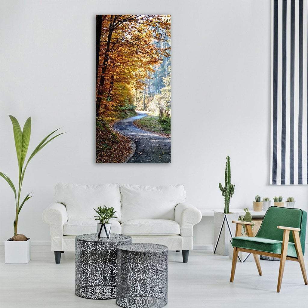 Autumn Forest Trees Vertical Canvas Wall Art-1 Vertical-Gallery Wrap-12" x 24"-Tiaracle