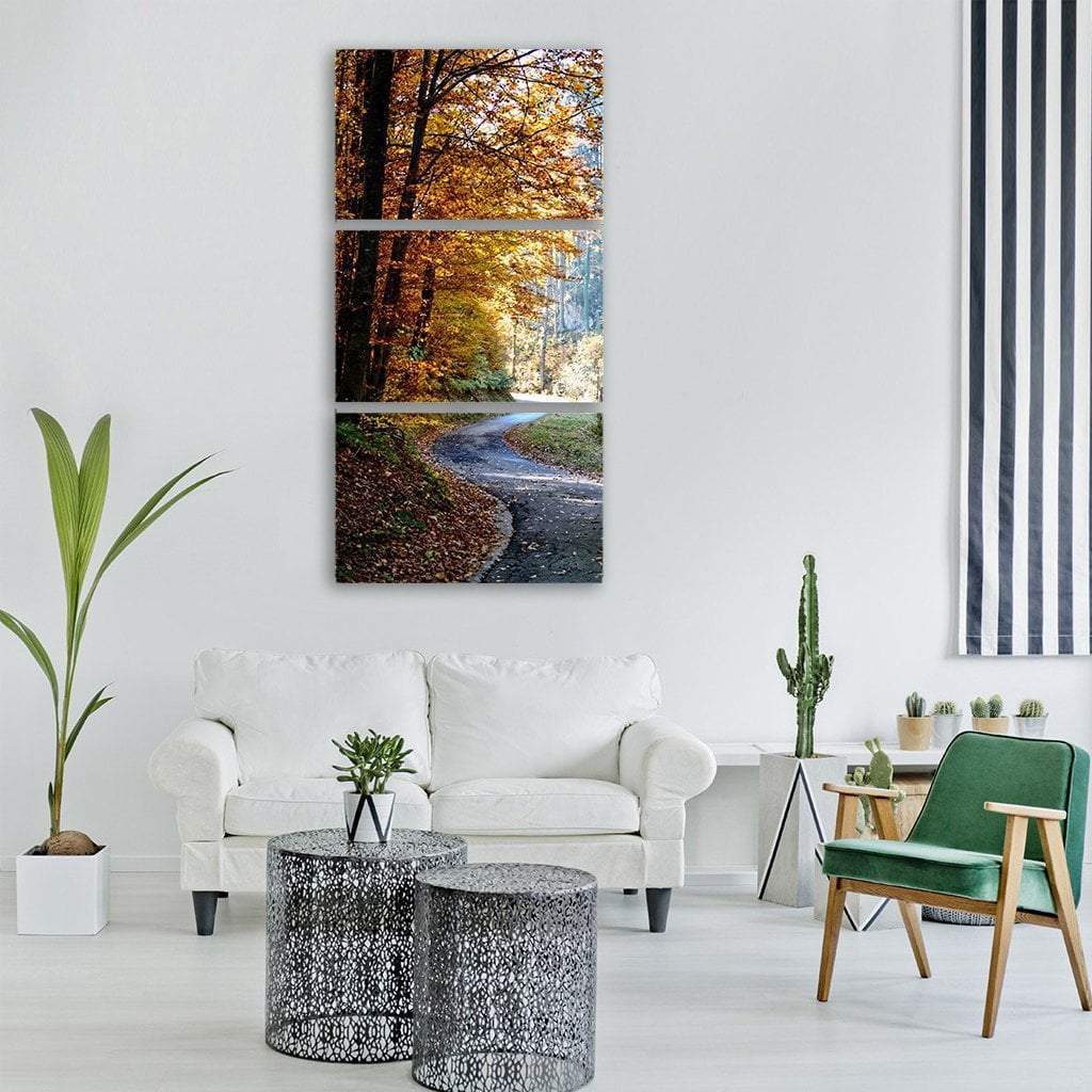 Autumn Forest Trees Vertical Canvas Wall Art-3 Vertical-Gallery Wrap-12" x 25"-Tiaracle