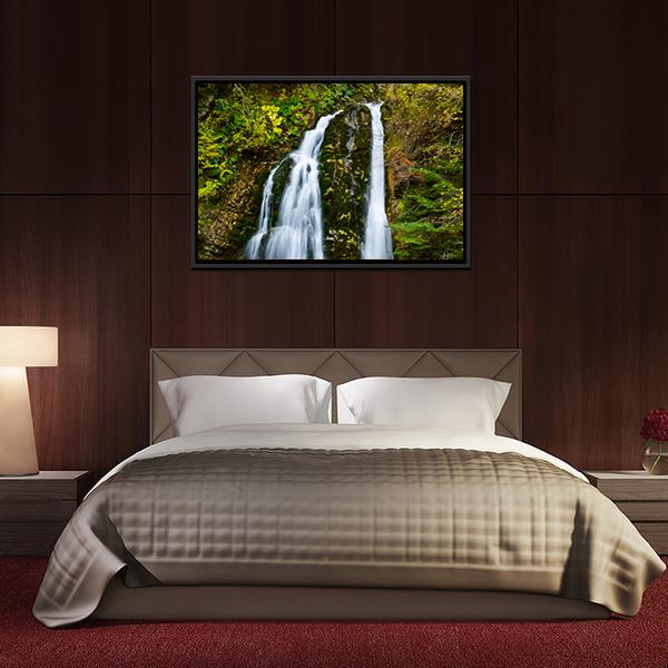 Autumn Forest Waterfall Vertical Canvas Wall Art-3 Vertical-Gallery Wrap-12" x 25"-Tiaracle