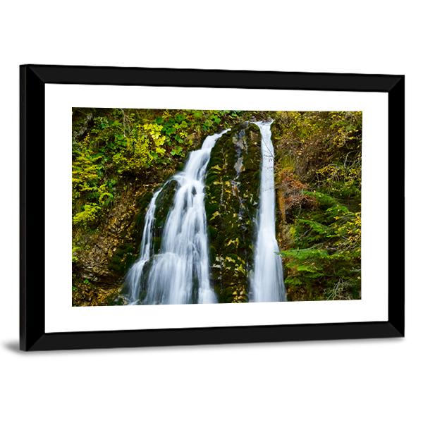 Autumn Forest Waterfall Vertical Canvas Wall Art-3 Vertical-Gallery Wrap-12" x 25"-Tiaracle