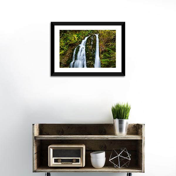 Autumn Forest Waterfall Vertical Canvas Wall Art-3 Vertical-Gallery Wrap-12" x 25"-Tiaracle