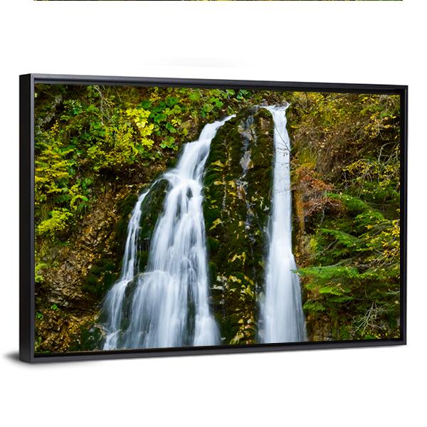 Autumn Forest Waterfall Vertical Canvas Wall Art-3 Vertical-Gallery Wrap-12" x 25"-Tiaracle