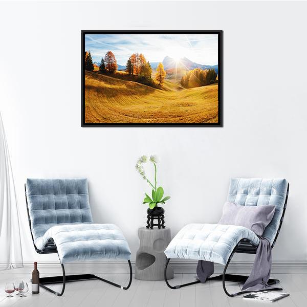 Autumn Hills In South Tyrol Panoramic Canvas Wall Art-1 Piece-36" x 12"-Tiaracle