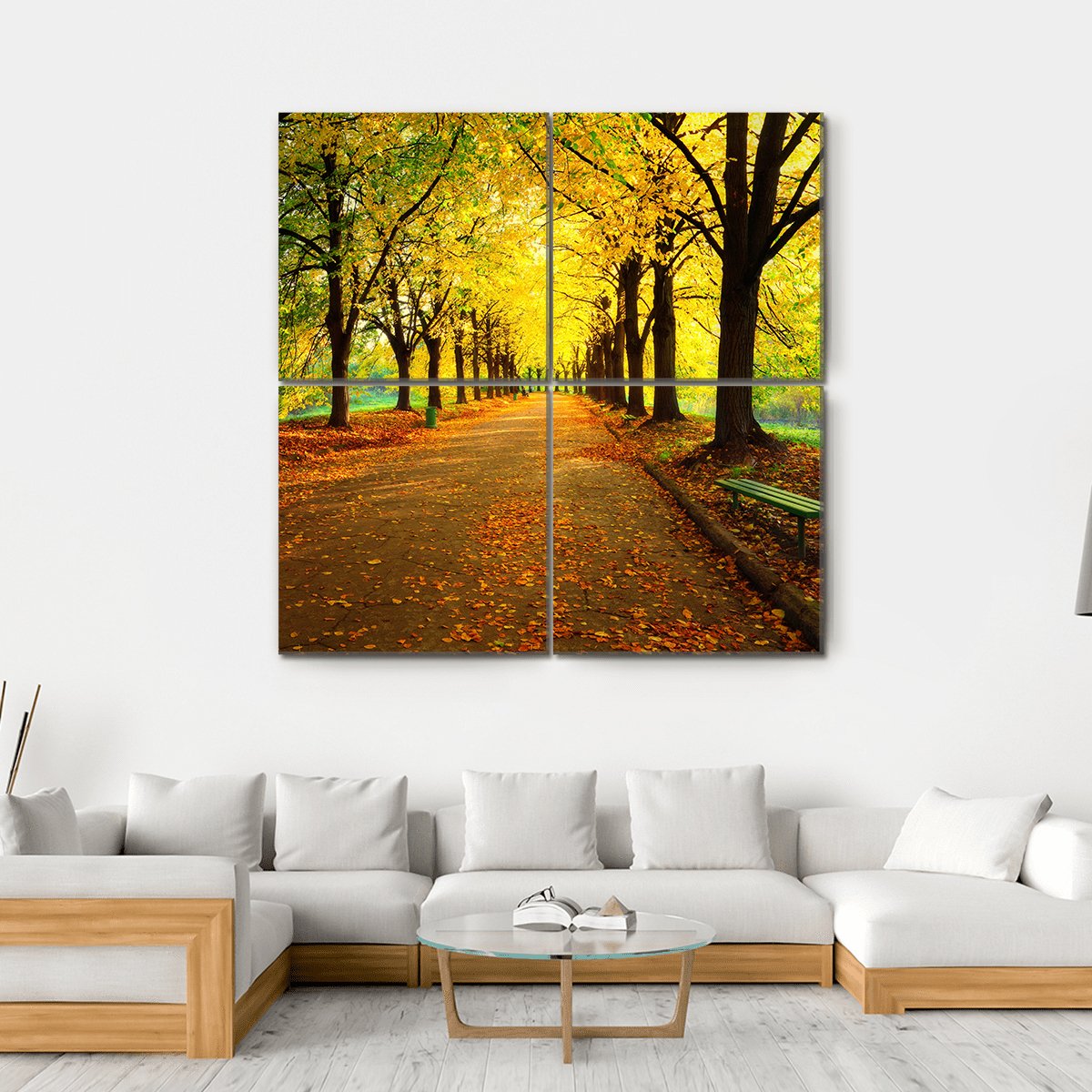 Autumn In City Park Canvas Wall Art-4 Square-Gallery Wrap-17" x 17"-Tiaracle