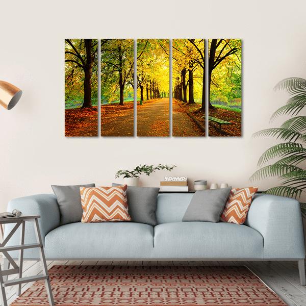 Autumn In City Park Canvas Wall Art-5 Horizontal-Gallery Wrap-22" x 12"-Tiaracle