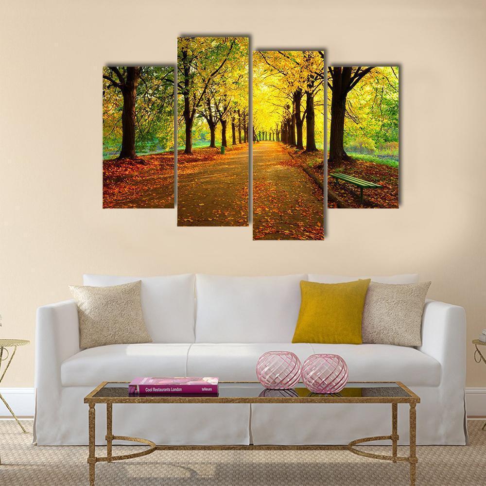 Autumn In City Park Canvas Wall Art-4 Pop-Gallery Wrap-50" x 32"-Tiaracle