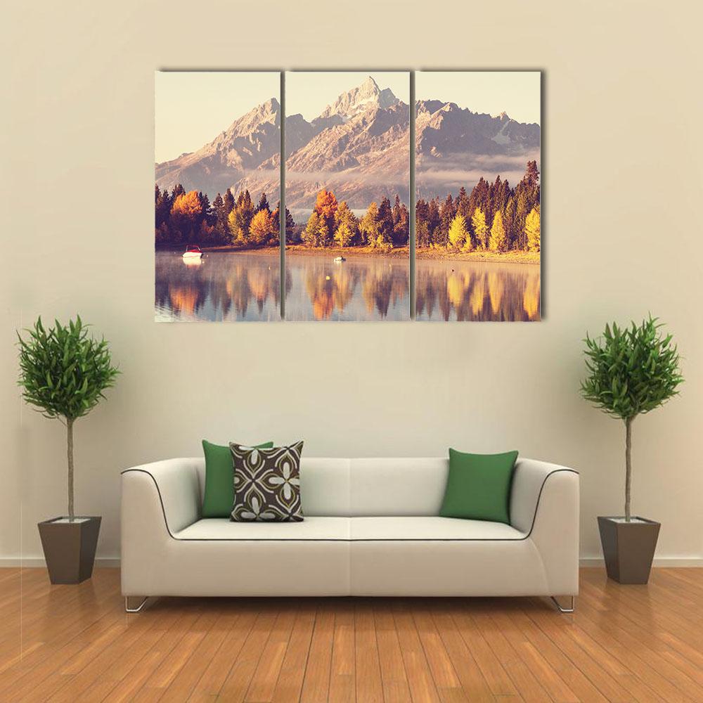 Grand Teton National Park In Autumn Canvas Wall Art-3 Horizontal-Gallery Wrap-25" x 16"-Tiaracle