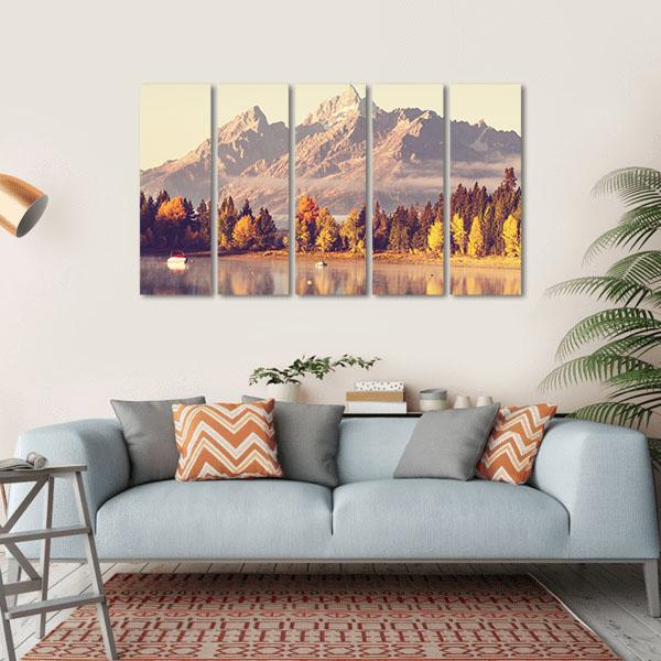 Grand Teton National Park In Autumn Canvas Wall Art-5 Horizontal-Gallery Wrap-22" x 12"-Tiaracle