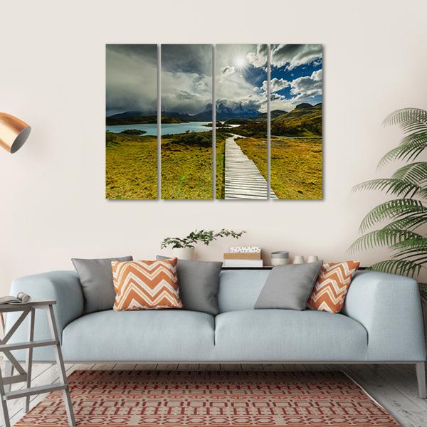 Autumn in Patagonia Canvas Wall Art-4 Horizontal-Gallery Wrap-34" x 24"-Tiaracle