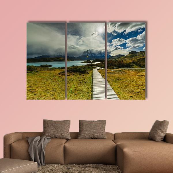 Autumn in Patagonia Canvas Wall Art-3 Horizontal-Gallery Wrap-37" x 24"-Tiaracle