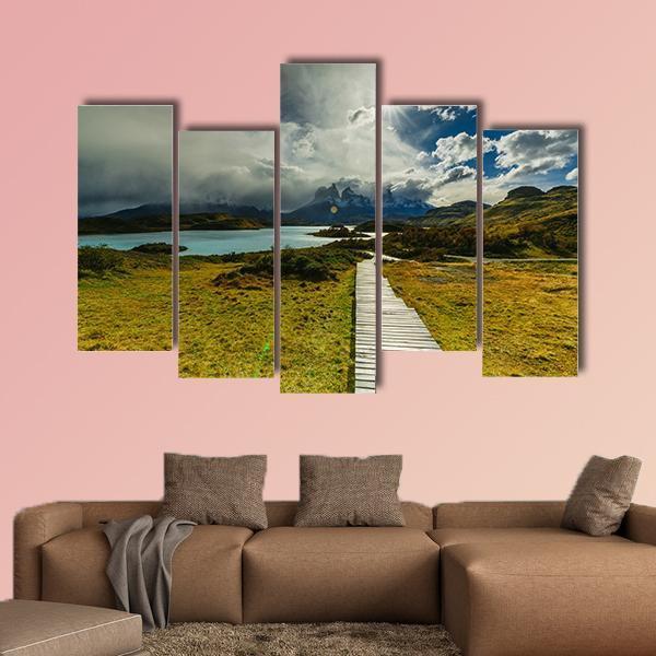 Autumn in Patagonia Canvas Wall Art-5 Pop-Gallery Wrap-47" x 32"-Tiaracle