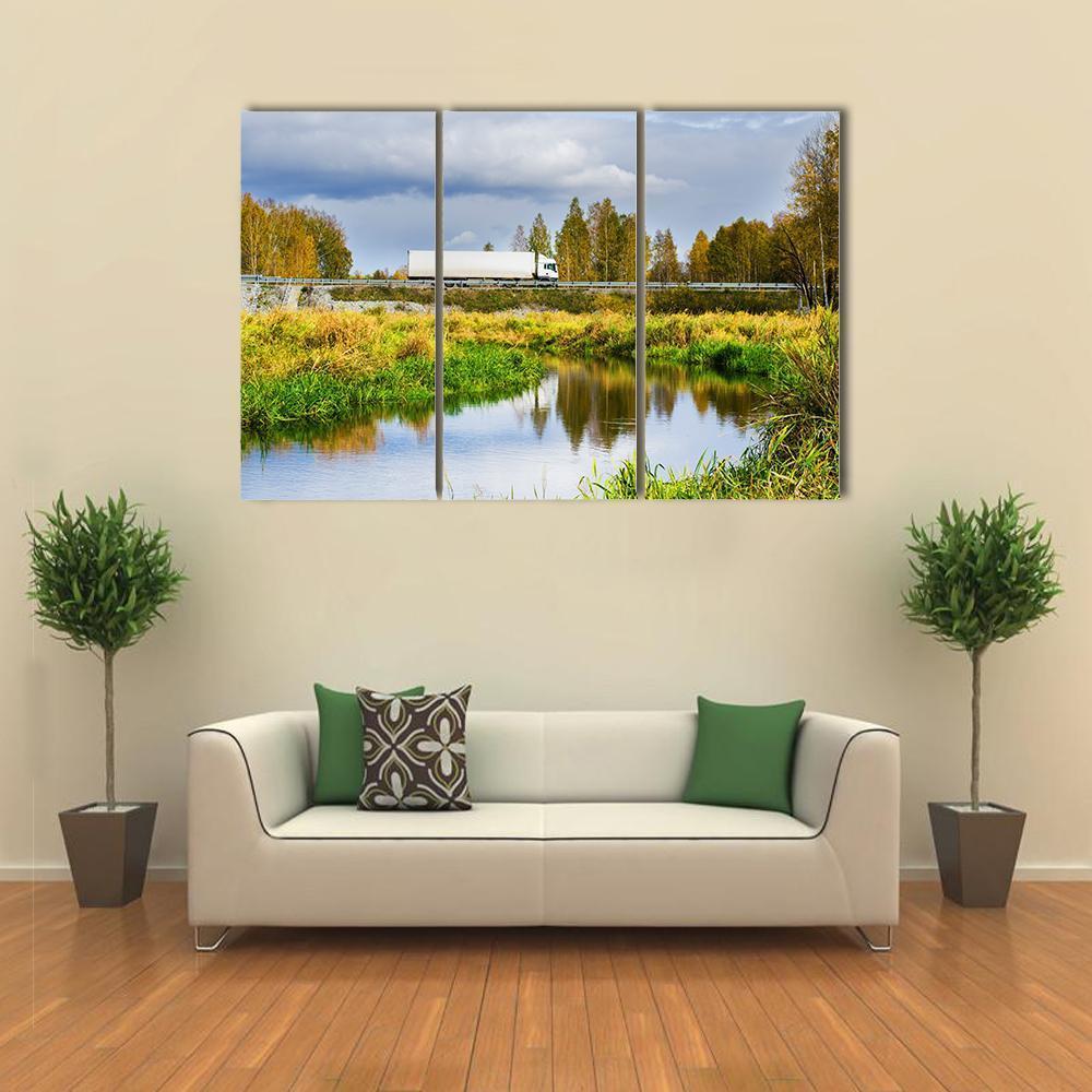 Autumn In Sunny Day Canvas Wall Art-3 Horizontal-Gallery Wrap-37" x 24"-Tiaracle