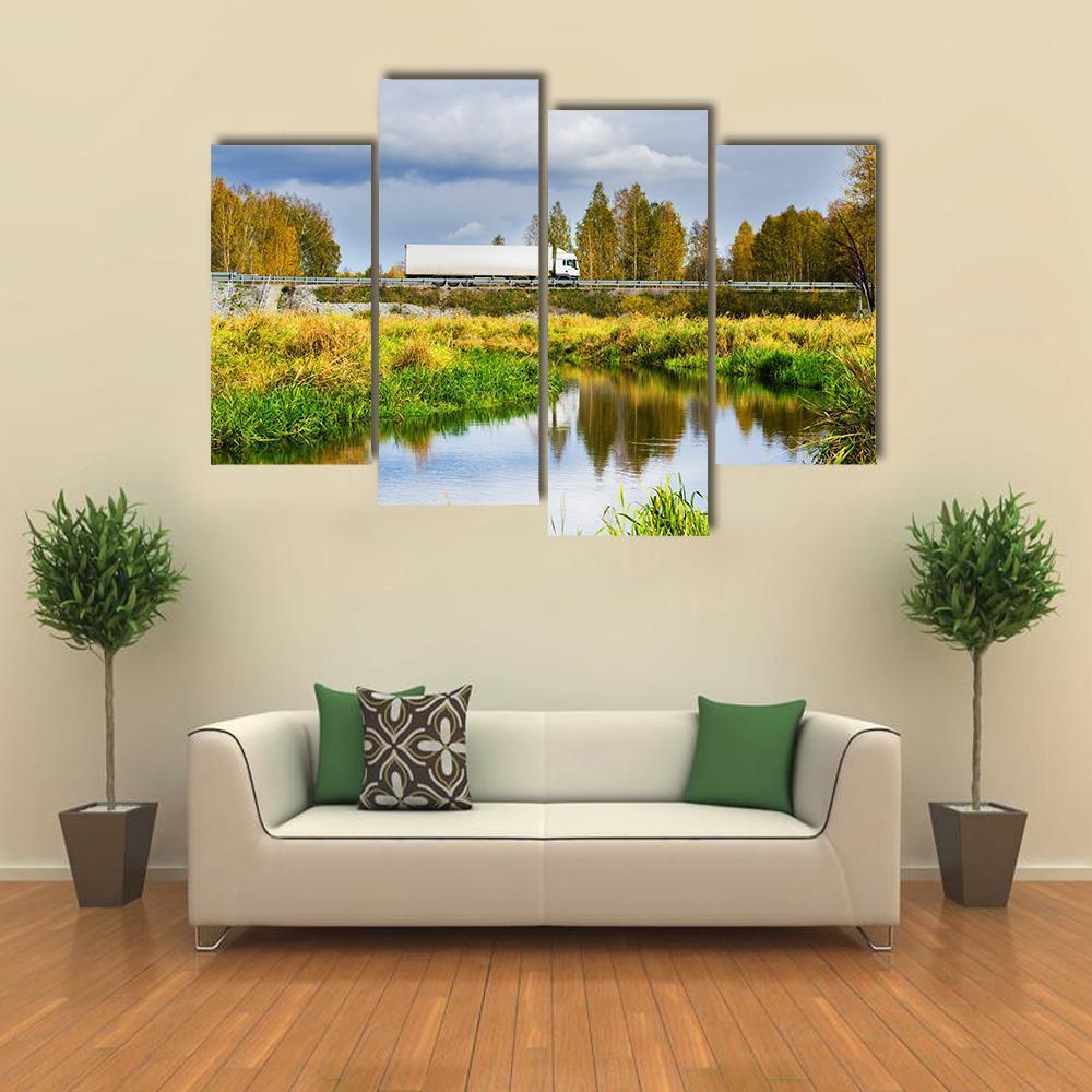 Autumn In Sunny Day Canvas Wall Art-4 Pop-Gallery Wrap-50" x 32"-Tiaracle