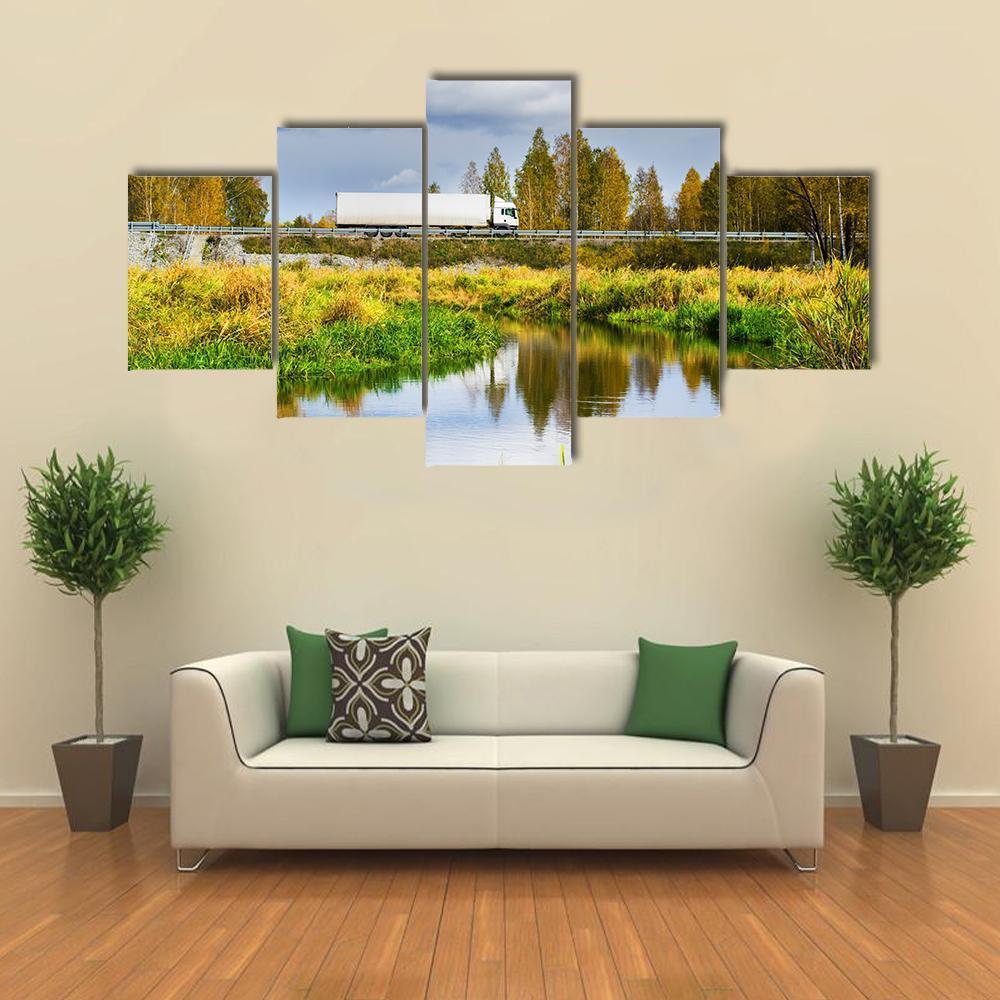 Autumn In Sunny Day Canvas Wall Art-5 Star-Gallery Wrap-62" x 32"-Tiaracle