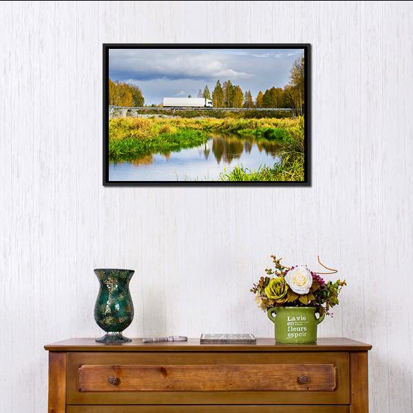 Autumn In Sunny Day Canvas Wall Art-1 Piece-Floating Frame-24" x 16"-Tiaracle