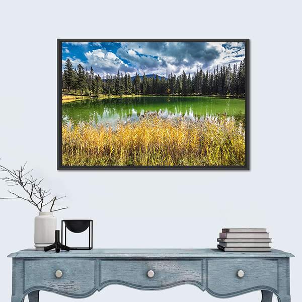 Autumn Jasper National Park Canvas Wall Art-1 Piece-Floating Frame-24" x 16"-Tiaracle