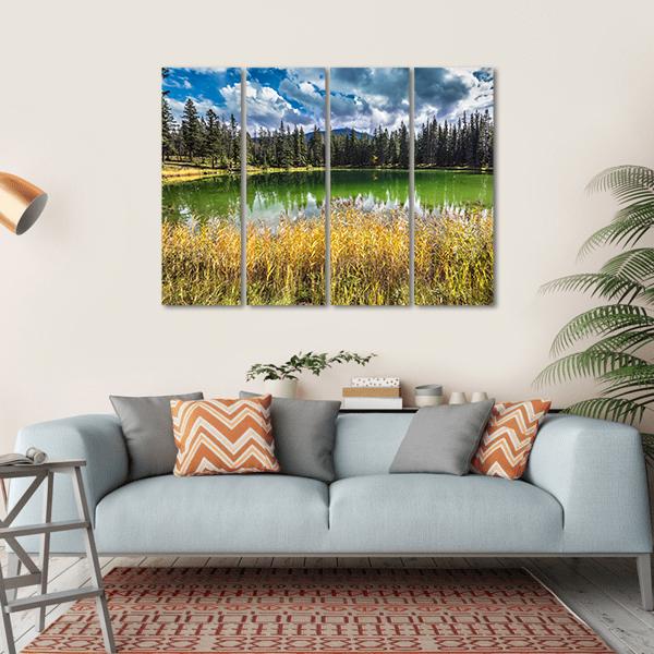 Autumn Jasper National Park Canvas Wall Art-4 Horizontal-Gallery Wrap-34" x 24"-Tiaracle