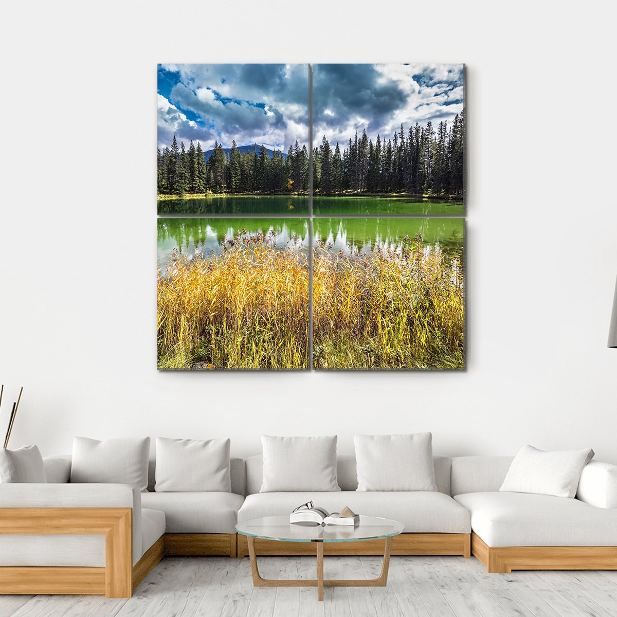 Autumn Jasper National Park Canvas Wall Art-4 Square-Gallery Wrap-17" x 17"-Tiaracle