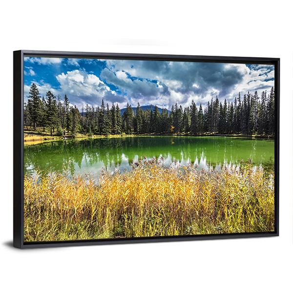 Autumn Jasper National Park Canvas Wall Art-3 Horizontal-Gallery Wrap-25" x 16"-Tiaracle