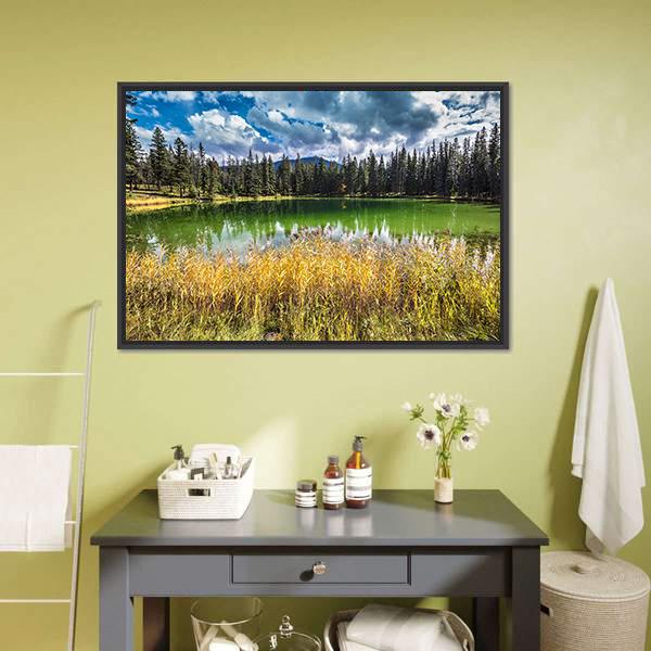 Autumn Jasper National Park Canvas Wall Art-1 Piece-Floating Frame-24" x 16"-Tiaracle