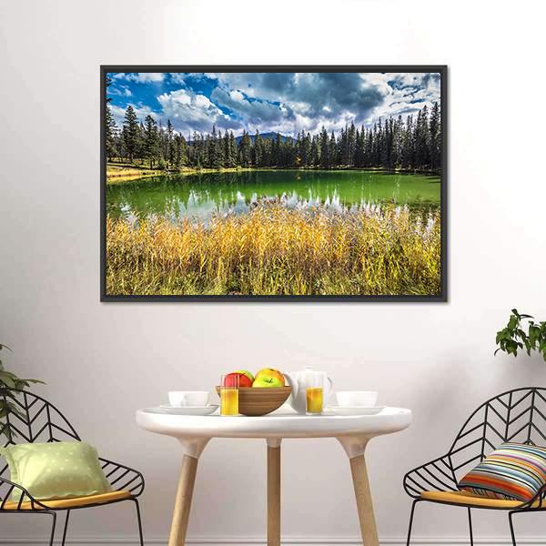 Autumn Jasper National Park Canvas Wall Art-3 Horizontal-Gallery Wrap-25" x 16"-Tiaracle
