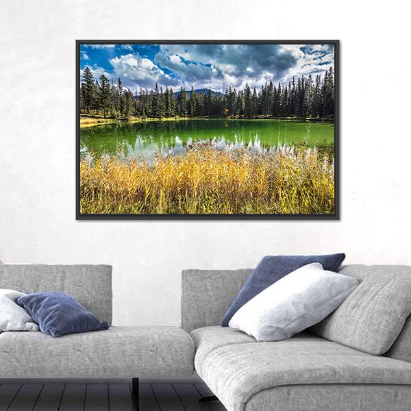 Autumn Jasper National Park Canvas Wall Art-5 Horizontal-Gallery Wrap-22" x 12"-Tiaracle